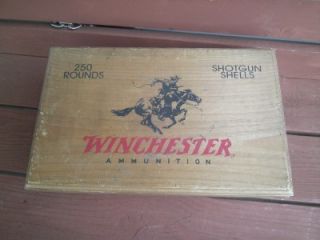 Wooden Winchester Ammunition Ammo Box Shotgun Shells 250 Rounds Rope Handles