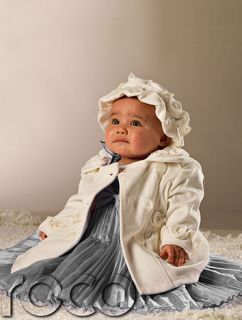 Baby Girls Ivory Coat Wedding Christening Baptism Cream Winter Jacket 0 24M