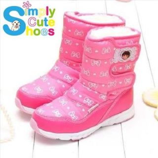 Dora Girl's Warm Boots Shoes Ribbon Pink DR8708 Winter Limited Edition