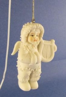 4 Christmas Tree Ornaments Bisque Baby Angels 3 Playing Musical Instruments