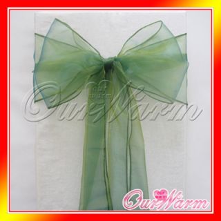 100 Emerald Dark Deep Green Chair Organza Sash Bow Wedding Party Decoration Hot