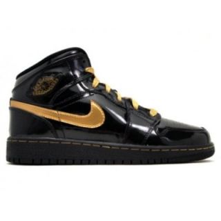 Nike Air Jordan Retro I 1 Black Gold GS 4Y Kids 5 5 Women Patent Leather XI XII