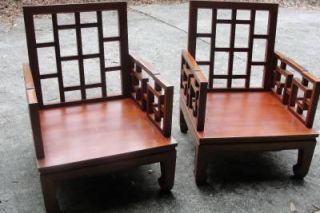 Pair Mid Century Rosewood Lounge Chairs Hollywood Regency Asian