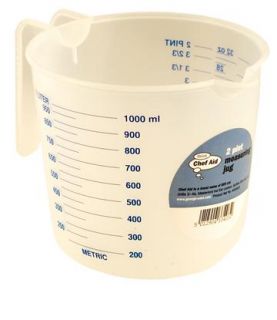 2 Pint 1 Litre Clear Plastic Measuring Jug Cup New