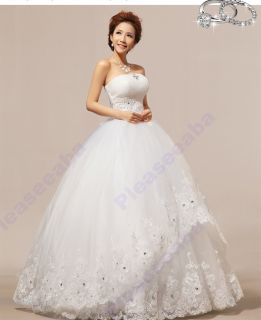 New Sexy Wedding Dress Strapless Bride Ball Gowns Princess Beaded Floor Length