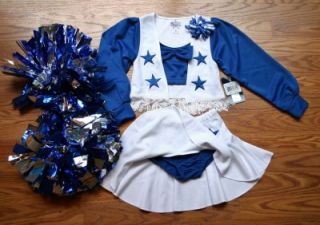 Dallas Cowboys Cheerleader Outfit Costume Deluxe Set Pom Poms Cheer 4 Halloween