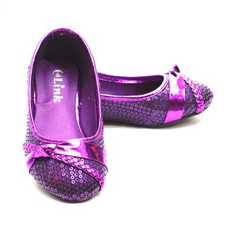 Girls Purple Sparkle Sequin Braid Bow Slip on Dress Shoes Little Girl 4