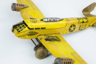 Marx Tin Litho Original 1940s Vintage Military Bomber Wind Up Toy Plane Nice