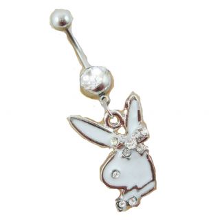 Playboy SS Belly Navel Ring Dangle 14gauge New