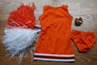 Cheerleader Costume Outfit Halloween Auburn Alabama Cheer Set Dress 3T Pom Poms
