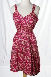 Burberry London Red Beige Polka Dot Sleeveless Sundress Summer Dress Sz 10