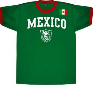 Mexico Mexican Flag Soccer Style Ringer T Shirt Sz L