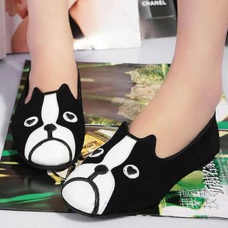 New Fashion Cute Cat Dog Face Womens Low Heel Comfort Flats Shoes Loafers