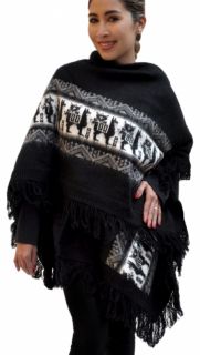 Warm Ruana with Altiplano Designs Llama Alpaca Wool Made in Bolivia