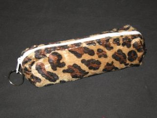 New "Leopard Spots" Girls Furry Animal Pencil Pouch Zipper Case School Bag Favor