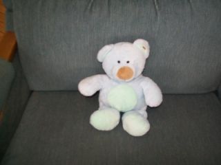 Ty Baby Pluffie Blue Green Bear with Brown Nose Plush Soft