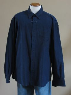 Turnbull ASSER Soft Navy Blue Baby Wale Corduroy Italy Shirt XXL 2XL New