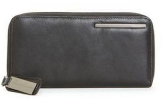 Womens Kenneth Cole New York Leather Large Zip Around Clutch Wallet Black Patent
