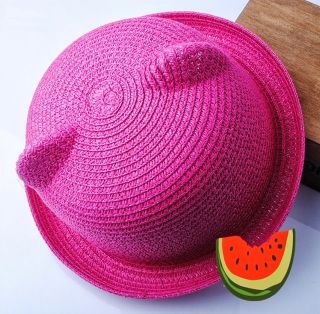 Cute Rose Fashion Women's Sun Straw Hat Beach Caps Bowler Cat Ears Summer New