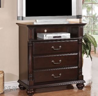 New Townsford Rich Dark Cherry Finish Wood Media TV Stand Chest Console Cabinet