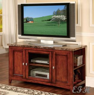 New Finely Faux Marble Top Cherry or Espresso Finish Wood TV Stand Console