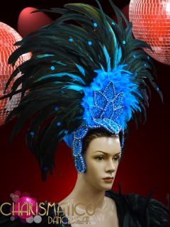 Blue Samba Carnival Showgirl Beaded Bra And Belt
