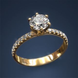 1 15 Carat J SI2 Round Natural Diamond 6 Prong 14k Yellow Gold Engagement Ring