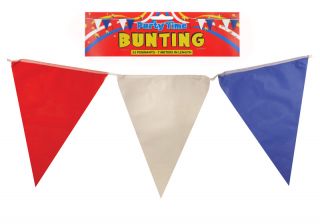 7M 25 Flags Red White Blue Pennant Triangle Street Party Plastic Bunting