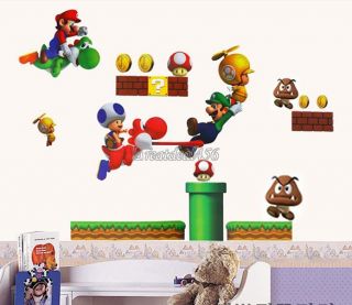 Super Mario Bros PVC Removable Wall Sticker Home Decor for Kids Children Room