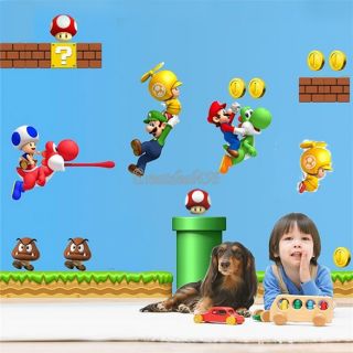 Super Mario Bros PVC Removable Wall Sticker Home Decor for Kids Children Room