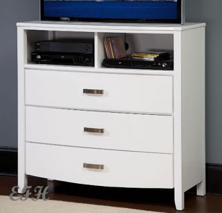 New Lyric Glossy White Finish Wood Media TV Chest Stand Console Cabinet