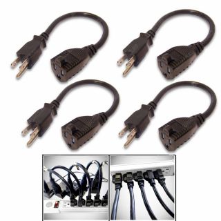 4 Pack Black Power Strip Liberator Extension Cord Cable Adapter Grounded 1ft