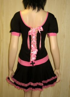 Black and Pink Corset Tie Mini Dress 18 20 Plus Size 1x