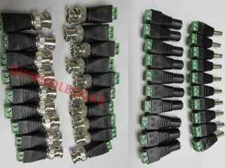 10pairs CAT5 to BNC Coaxial Video Balun Male Female DC Power Connectors