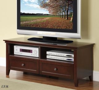 New Standon Deep Brown Cherry Finish Wood TV Stand Entertainment Center Console