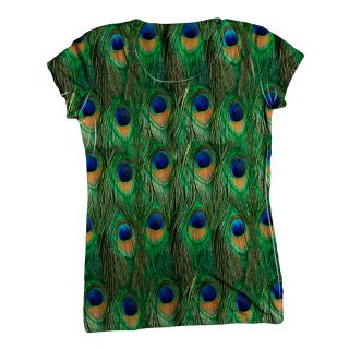 AnimalShirtsUSA Womens Top Ladies T Shirt Peacock Feathers