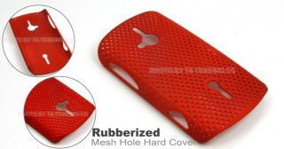 Red Mesh Hole Rubberized Hard Case Cover for Sony Ericsson Live Walkman WT19i
