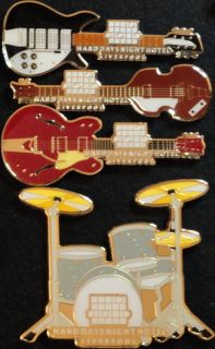 4 BEATLES Hard Days Night Hotel Guitars Drum MAGNETS John Paul George Ringo