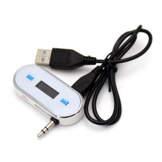 Wireless 3 5mm in Car LCD Display FM Transmitter for iPhone 5S 5c 5 4S 4 White