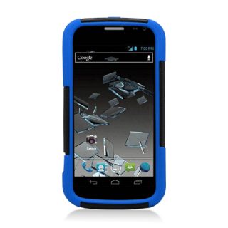 For ZTE Flash N9500 Blue Silicone Black Hard Cover Hybrid Case w Stand