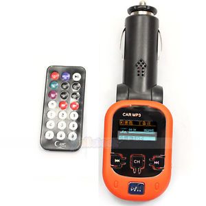 1" LCD Car  Wireless FM Transmitter Modulator Player USB SD MMC Slot Orange