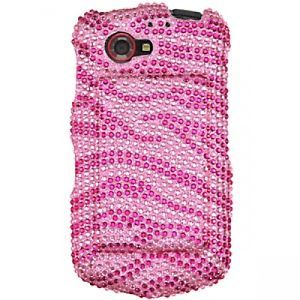 Hot Pink Zebra Stripes Full Diamond Case for Casio G'Zone Commando 4G LTE C811