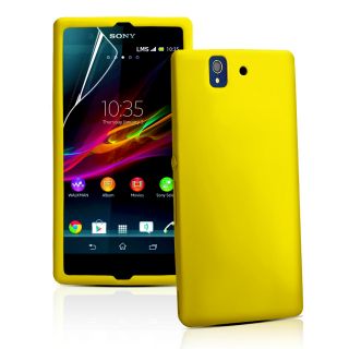 Yellow Soft Silicone Case Cover for Sony Xperia Z Screen Protector