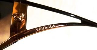 Versace Black Gold Wrap Sunglasses Mod 2040 Brown Gradient Lens Nice