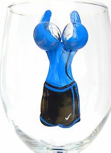 Runner Lady Themed Hand Painted Wine Glasses Athlete Game Gift Fun Womens Jog