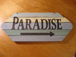 Rustic Beach Paradise Arrow Wood Sign Tropical Decor