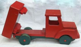 Big Red Dump Truck 1953 Antique Hand Crafted Wood Grandads Toy Shop Thetford VT