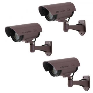 3X Fake Surveillance Dummy Security Camera Waterproof LED Light Indoor Outdoor