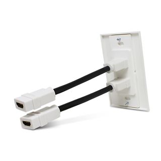 Dual 2 Port HDMI Wall Face Plate Outlet Cover w Gold Plated Cable for HDTV DVD