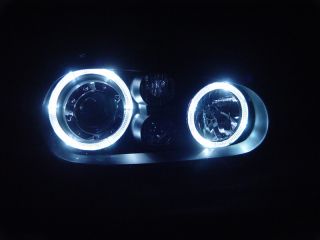 99 04 VW Golf GTI MK4 White LED Angel Eyes Glass Lens Black Projector Headlights